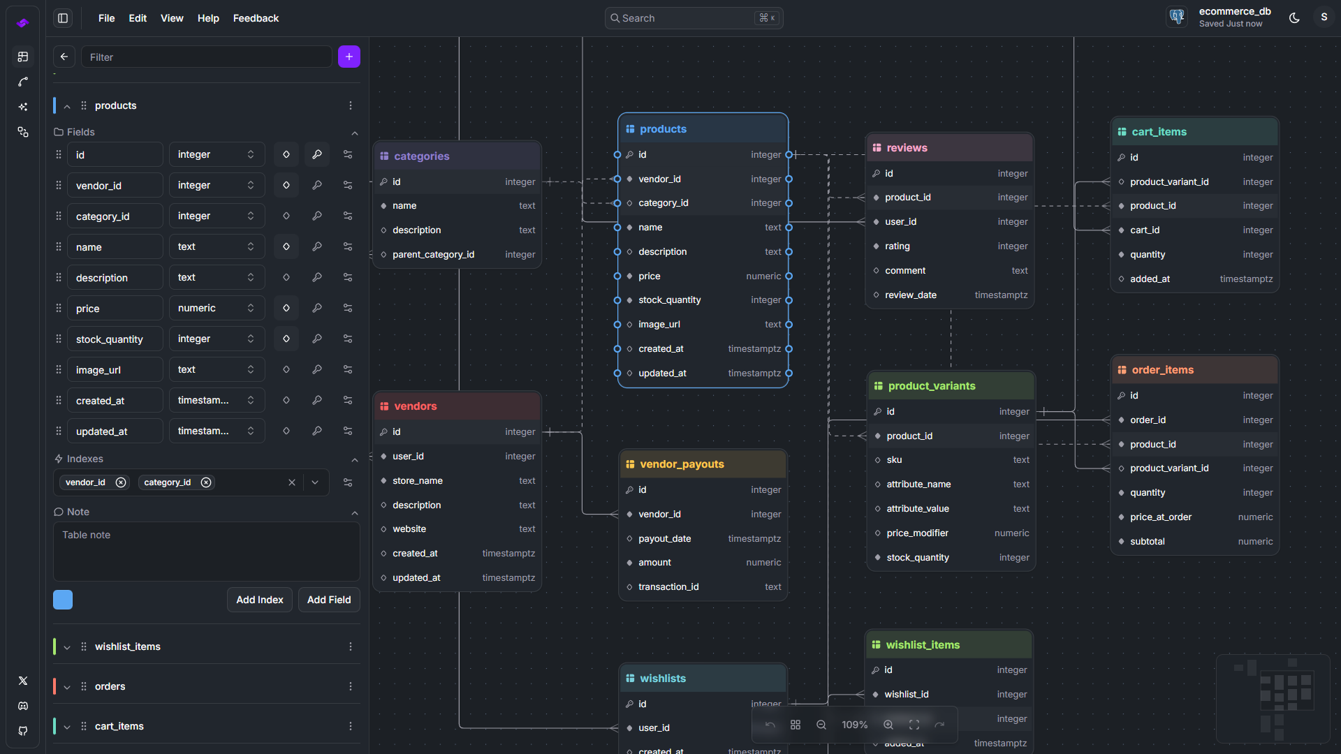 Stackrender - Visual database diagram used for database design and schema planning