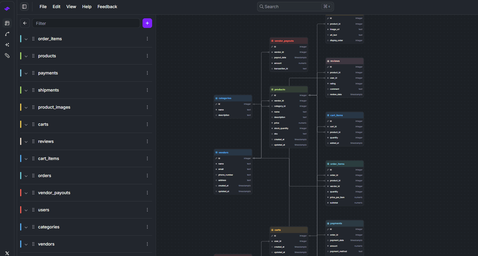StackRender create database index