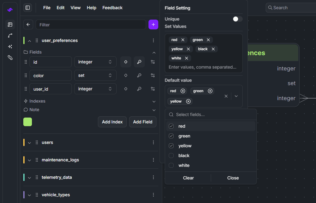 StackRender MySQL SET