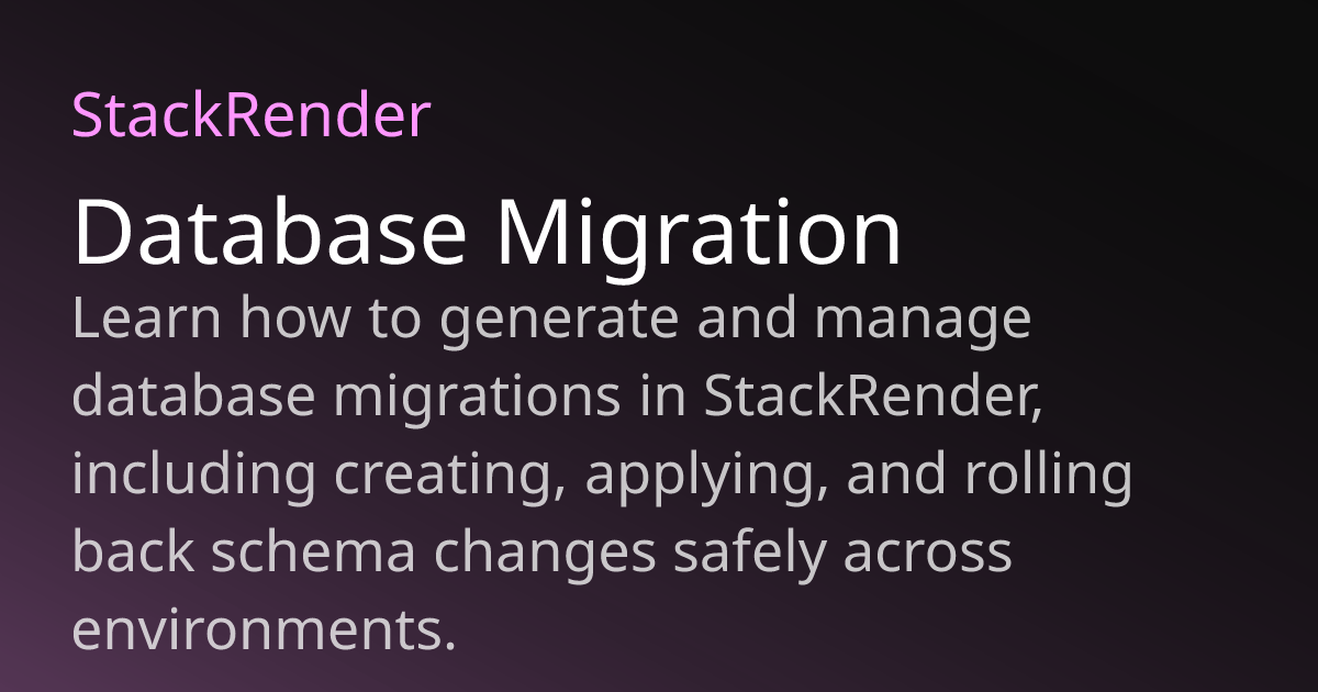 Database Migration | StackRender Docs