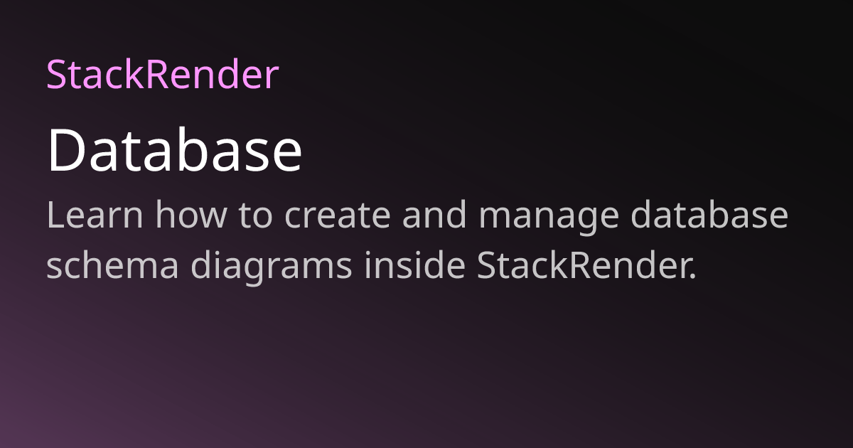 Database | StackRender Docs
