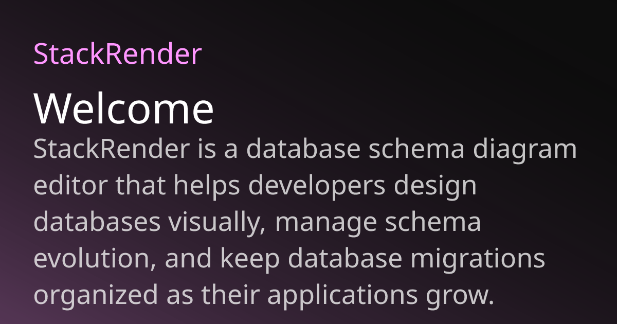 Welcome | StackRender Docs